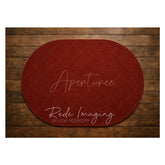 Aperturee - Aperturee Burgundy Oval Carpets Rubber Floor Mat For Photo